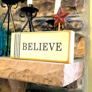 NWT BELIEVE plague with star. Great on the mantle or to hang